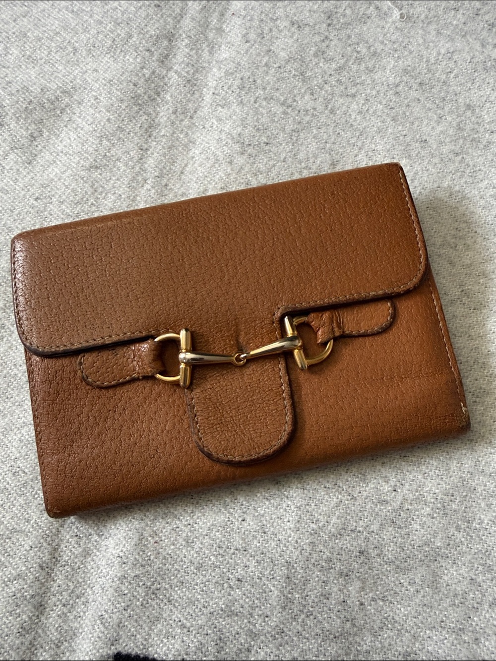 Gucci Brown Leather Wallet with Gold Horsebit kiss lock